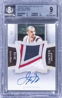2004-05 UD "Exquisite Collection" Limited Logos #JK Jason Kidd Signed Game Used Patch Card (#34/50) - BGS MINT 9/BGS 10